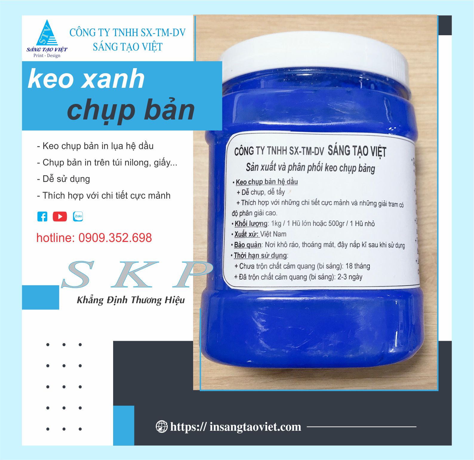 Keo xanh chụp bảng in lụa
